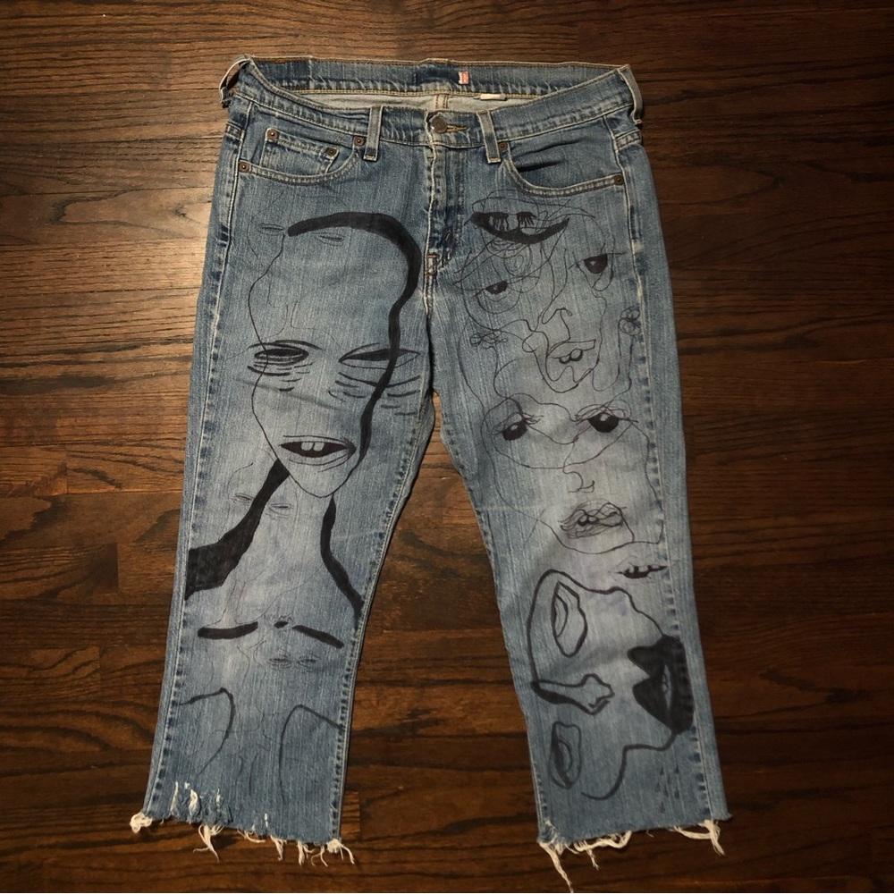 Hand drawn Levi’s denim jeans